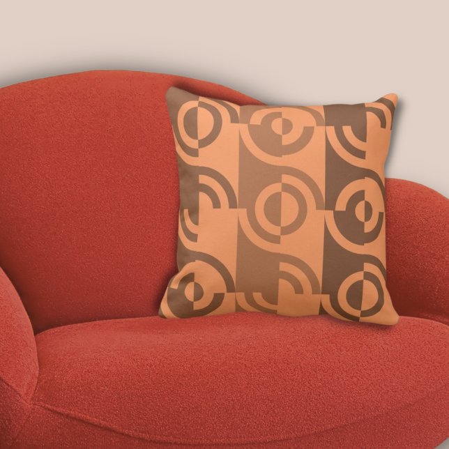 De moderne Oranje Fragmenten van de Cirkel herhale Kussen (Modern Orange Circle Fragments Repeat Pattern Throw Pillow)