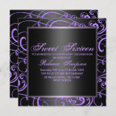 De moderne Paars wervelen Zoete 16de Verjaardag Kaart (Voorkant / Achterkant)