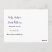 De moderne paarse manuscriptbruiloft sparen de fot briefkaart (Achterkant)