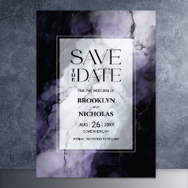 De moderne Paarse Marmeren Huwelijk bewaart de Dat Save The Date