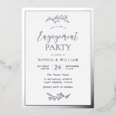 De moderne partij Leaf Silver Folie Uitnodiging (Voorkant)