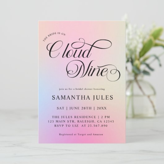 De moderne pastelbruid is op wolk negen Vrijgezell Kaart (Staand voorkant)