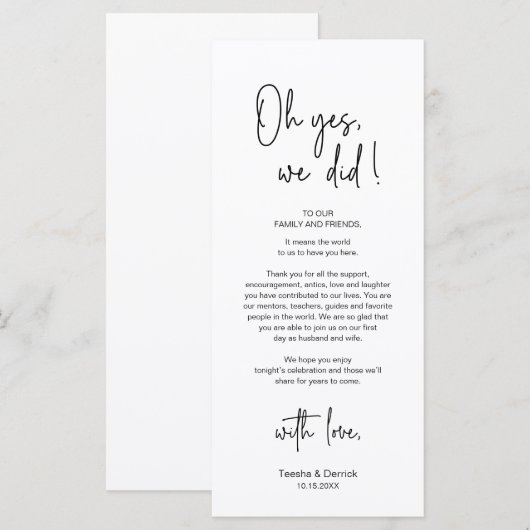 De moderne Plaatsende Binnenpartij Dank u Kaart (Voorkant / Achterkant)