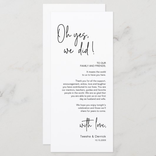 De moderne Plaatsende Binnenpartij Dank u Kaart (Voorkant / Achterkant)