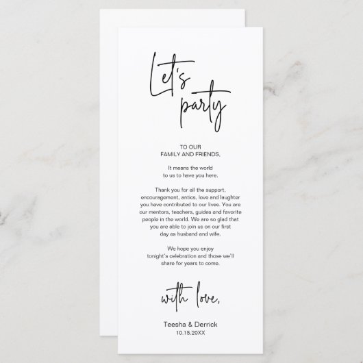 De moderne Plaatsende Binnenpartij Dank u Kaart (Voorkant / Achterkant)