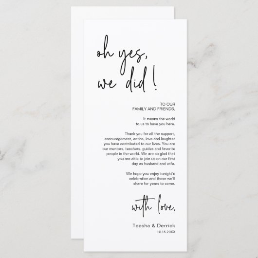 De moderne Plaatsende Binnenpartij Dank u Kaart (Voorkant / Achterkant)