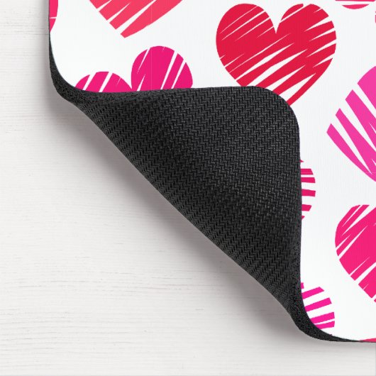 De moderne rode en roze Doodled Hearts Valentijn Muismat (Hoek)