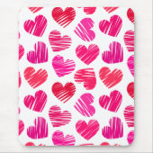 De moderne rode en roze Doodled Hearts Valentijn Muismat (Voorkant)