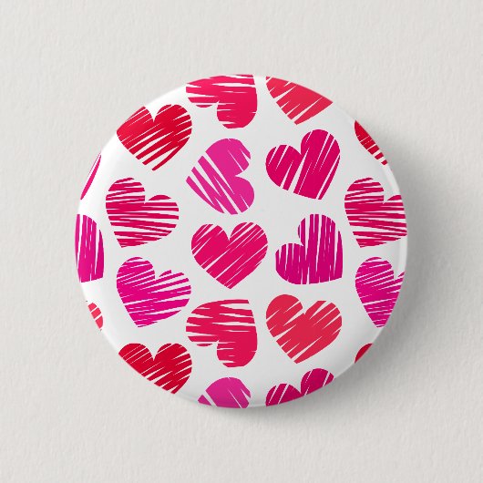 De moderne rode en roze Doodled Hearts Valentijn Ronde Button 5,7 Cm (Voorkant)