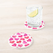 De moderne rode en roze Doodled Hearts Valentijn Zandsteen Onderzetter (Zijkant)