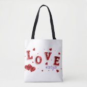 De moderne rode harten houden van typografie Canva Tote Bag (Voorkant)