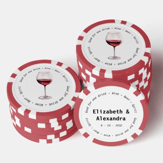 De moderne rode wijn Drink Voucher bruiloft Poker Chips (Opstapeling)