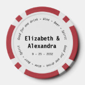De moderne rode wijn Drink Voucher bruiloft Poker Chips (Achterkant)