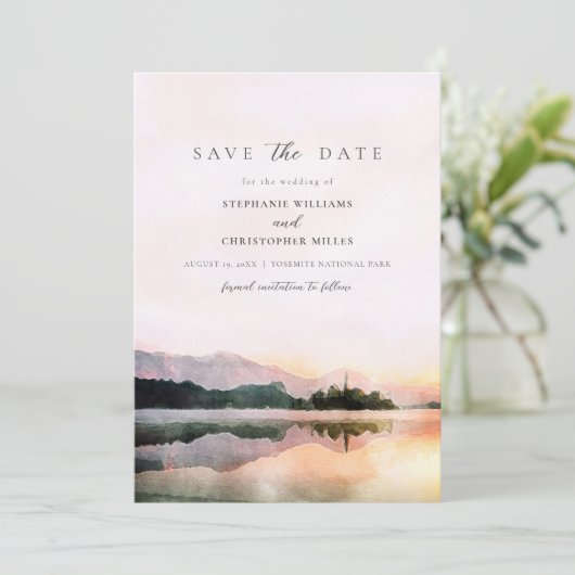 de moderne romantische zonsondergang redt de datum kaart (Staand voorkant)