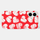 De moderne rood-witte Doodled Heart Valentijnsdag Case-Mate iPhone Case (Achterkant (horizontaal))