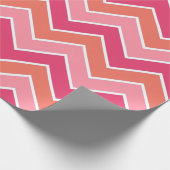 De moderne roze en Oranje Chevron Cadeaupapier (Hoek)