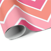 De moderne roze en Oranje Chevron Cadeaupapier (Rol Hoek)