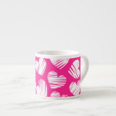 De moderne roze en witte Doodled Heart Valentijnsd Espresso Kop (Voorkant rechts)