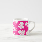 De moderne roze en witte Doodled Heart Valentijnsd Espresso Kop (Rechts)