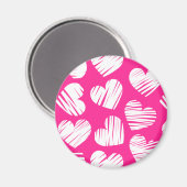 De moderne roze en witte Doodled Heart Valentijnsd Magneet (Voorkant / Achterkant)