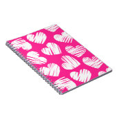 De moderne roze en witte Doodled Heart Valentijnsd Notitieboek (Rechterzijde)
