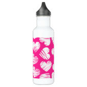 De moderne roze en witte Doodled Heart Valentijnsd Waterfles (Links)
