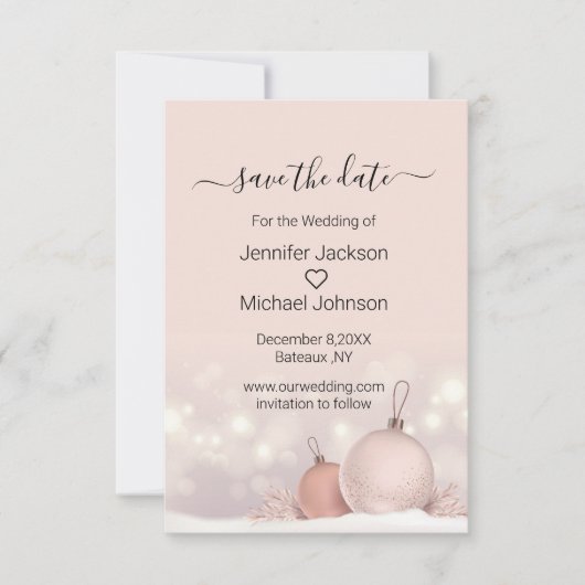 de moderne roze kerstkaart bewaren save the date (Voorkant)
