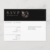 De moderne Rozen gouden bloemen en een hart-RSVP-b Briefkaart (Achterkant)