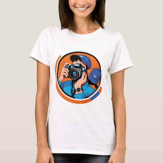 De moderne shooter - gestileerde fotograaf icoon t-shirt (Voorkant)