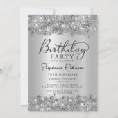 De moderne Silver Glitter Metal Folie 70ste Verjaa Kaart (Voorkant)