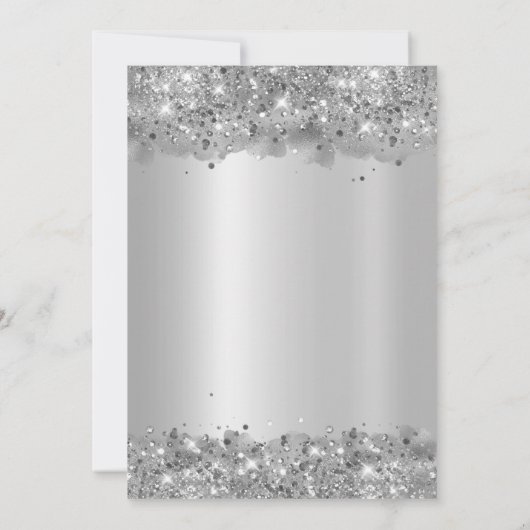 De moderne Silver Glitter Metal Folie 70ste Verjaa Kaart (Achterkant)