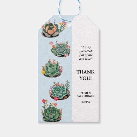 De moderne succulente cactus Baby shower Cadeaulabel (Voorkant)