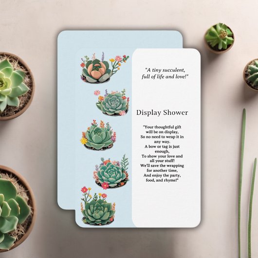 De moderne succulente cactus Baby shower Informatiekaartje