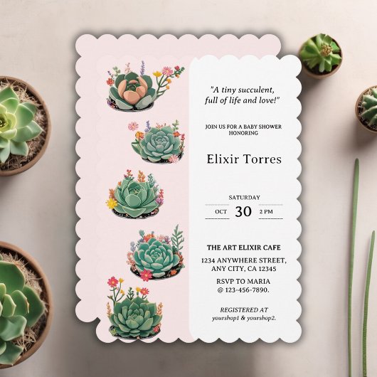 De moderne succulente cactus Baby shower Kaart