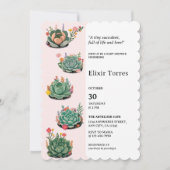 De moderne succulente cactus Baby shower Kaart (Voorkant)