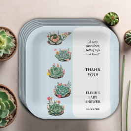 De moderne succulente cactus Baby shower Papieren Bordje