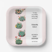 De moderne succulente cactus Baby shower Papieren Bordje (Voorkant)