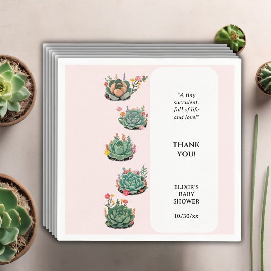 De moderne succulente cactus Baby shower Servet