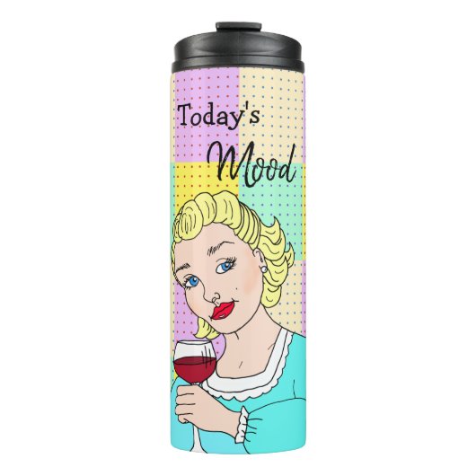 De moderne tijd, Retro Lady Holding Wine Thermosbeker (Voorkant)
