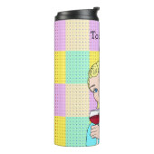 De moderne tijd, Retro Lady Holding Wine Thermosbeker (Gedraaid links)