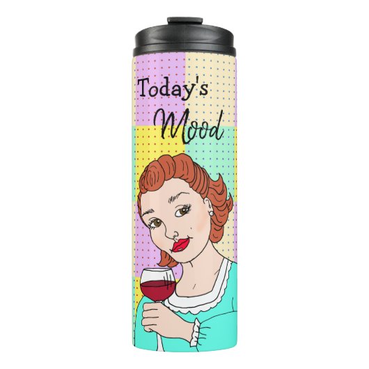 De moderne tijd, Retro Lady Holding Wine Thermosbeker (Voorkant)