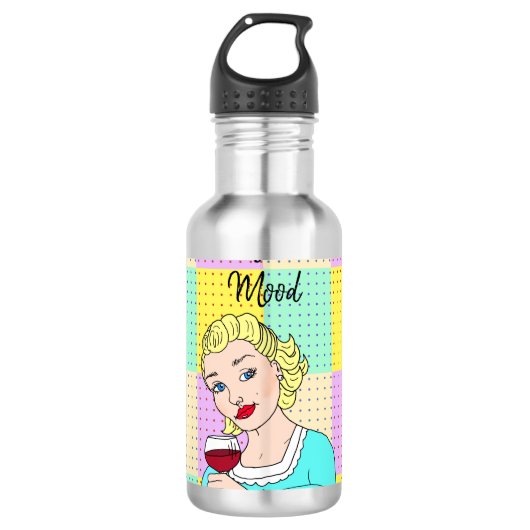 De moderne tijd, Retro Lady Holding Wine Waterfles (Voorkant)