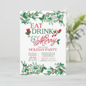 De moderne typografie Eat Drink & Be Merry Party Kaart (Staand voorkant)