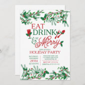 De moderne typografie Eat Drink & Be Merry Party Kaart (Voorkant / Achterkant)