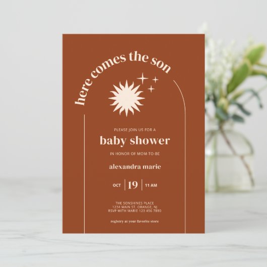 De moderne typografie hier komt het Baby shower So Kaart (Staand voorkant)