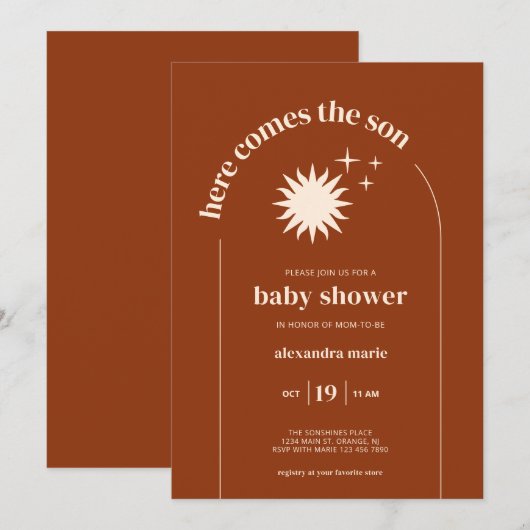 De moderne typografie hier komt het Baby shower So Kaart (Voorkant / Achterkant)