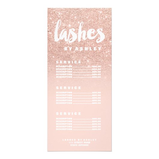 De moderne typografie laat roos goudprijslijst zie reclamekaart (Voorkant)