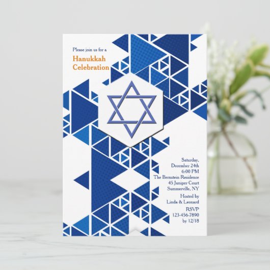 De moderne Uitnodiging van de Chanoeka (Staand voorkant)