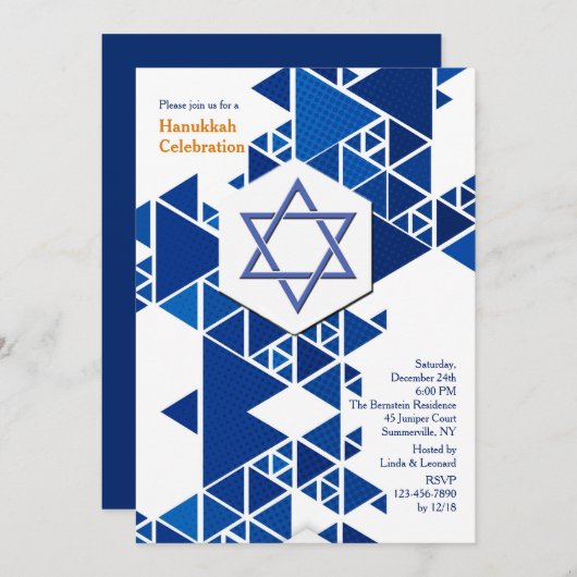 De moderne Uitnodiging van de Chanoeka (Voorkant / Achterkant)