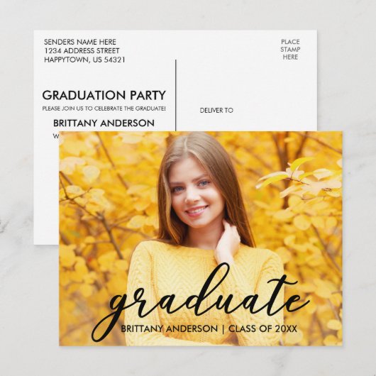 De Moderne Uitnodiging van de Partij van de Gradua Briefkaart (Voorkant / Achterkant)